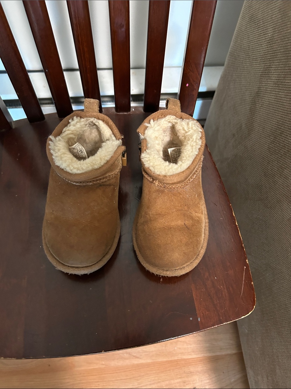 UGG Toddler Chestnut Suede Shearling-Lined Booties